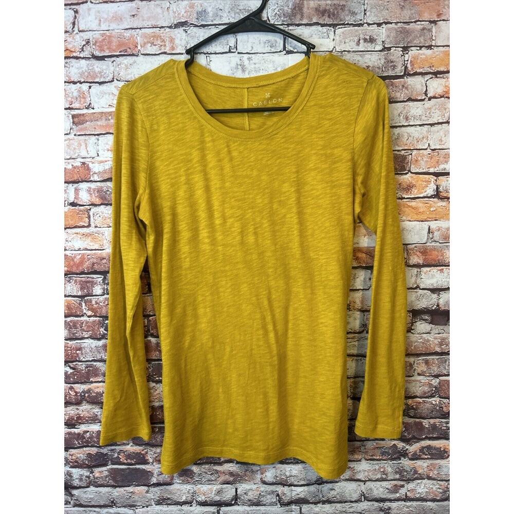 caslon long sleeve mustard yellow top casual shirt lightweight women's size xxs